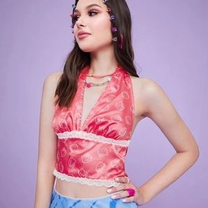 Hello Kitty satin halter crop top